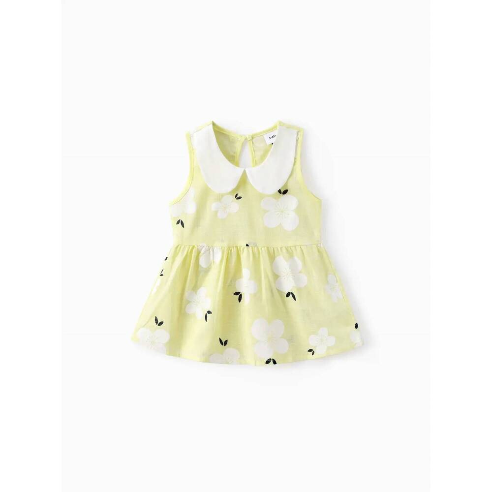 NEW PATPAT kid's peter pan collar floral dress in yellow